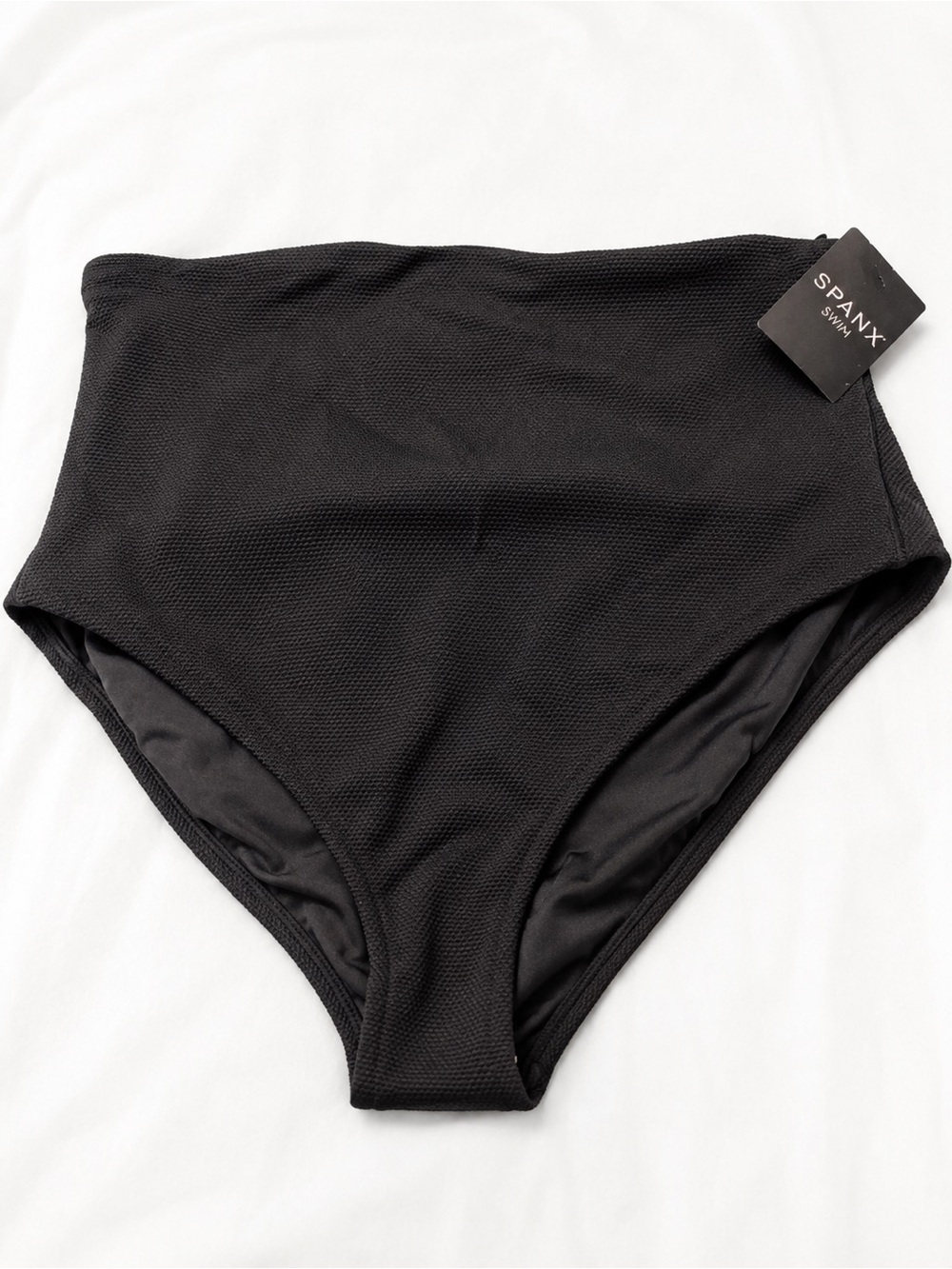 SPANX Swim Black Textured High-Waisted Bikini Bottoms XL NWT